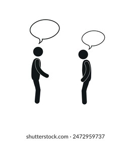  two people talking, a pictogram of a human figure, speech bubbles