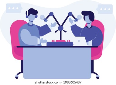 Two People Talking In Podcast