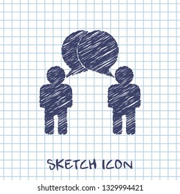 Two people talking sketch. Vector dialog illustration. 