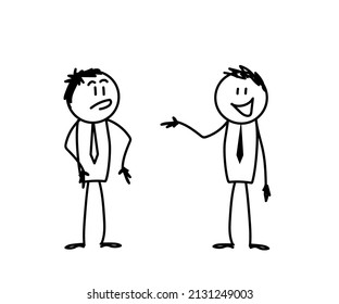 Dos personas están hablando. Esbozo. Ilustración vectorial.