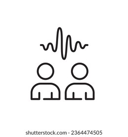 Two people talking. Sound wave symbol. Pixel perfect, editable stroke