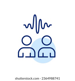 Dos personas hablando. Símbolo de onda de sonido. Icono perfecto de píxeles