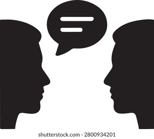 Two People Talking with Speech Bubble Vector Silhouette Icon