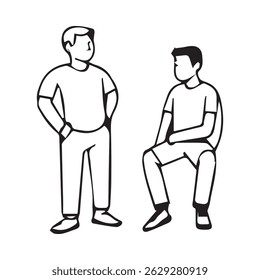 Two People Talking with Speech Bubbles Illustration