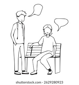 Ilustração de Duas Pessoas Falando com Bolhas de Fala