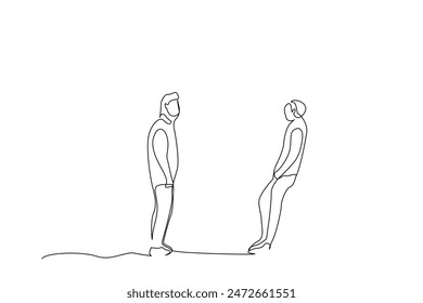 two people talking unhappy support motivation one line art design vector