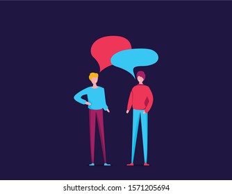Two people talking vector, flat illustration