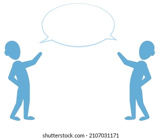 Two people talking. Vector illustration of conversation and speech bubble. Dialogue concept. 
