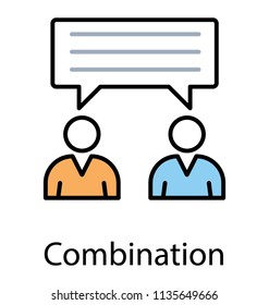 
Two people with thinking bubbles or speech bubble signs representing dialogue
