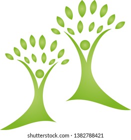 Two people as trees, plants logo