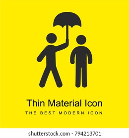 Two people under an umbrella bright yellow material minimal icon or logo design