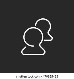 Two people or users symbol sign one line icon on background
