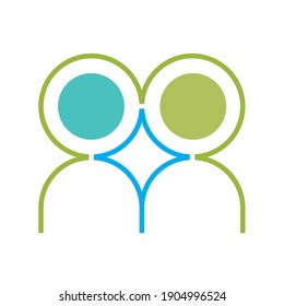 two people vector icon isolated on white