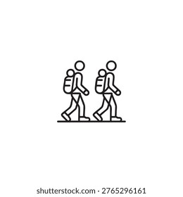 Two people walking with backpacks