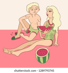 two people with watermelon