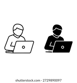 Dos personas con máscaras usando computadoras portátiles lado a lado en blanco y negro