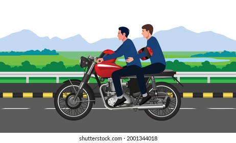 Two People without helmet riding motor bike indian motor bike
 - Shutterstock ID 2001344018