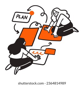 dos personas trabajando en un plan