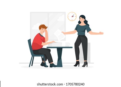 Two people working together in a stressful atmosphere. svg