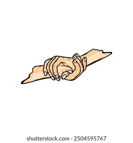 two people's hands clasped together in support vector illustration