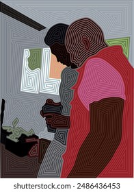 Dos personas aprenden una de la otra sobre el concepto artístico 