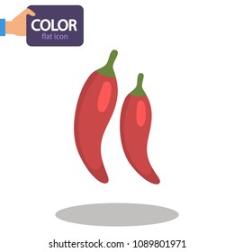 Two pepper pods color flat icon