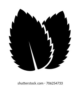 Two peppermint / spearmint mint or mentha leaves flat vector icon for apps and websites