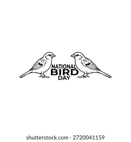 Dos pájaros encaramados uno frente al otro con el texto del "Día Nacional de las Aves" entre ellos