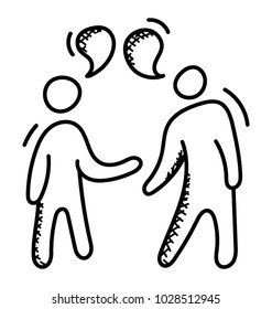 Two person with chat bubbles, conversation concept