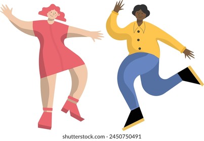 Two Person Dancing. Happy Couple. Young People Have Fun Together