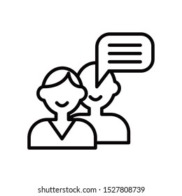two person dialogue black line icon in flat style isolated. Vector Symbol illustration