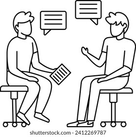 two person discussing about health care quality Concept Vector outline Design, Medical and Healthcare Scene Symbol, Diseases Diagnostics Sign, Doctor and Patient Characters Stock Illustration