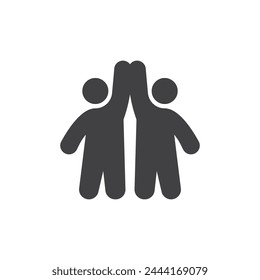 Two person giving high five vector icon. filled flat sign for mobile concept and web design. Teamwork and collaboration glyph icon. Symbol, logo illustration. Vector graphics