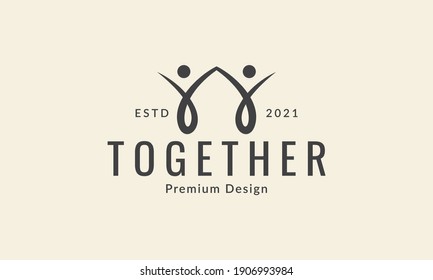 two person group line happy logo symbol icon vector graphic design illustration