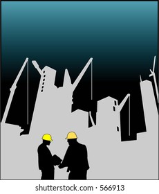 Two Person Having Discussion At Construction Site