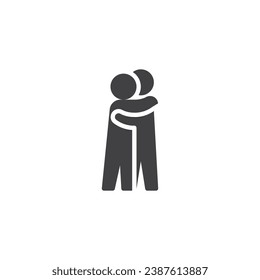 Two person hugging each other vector icon. filled flat sign for mobile concept and web design. Couple hugs glyph icon. Symbol, logo illustration. Vector graphics