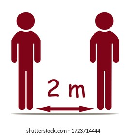 el icono de dos personas mantiene una distancia de 2 m. ilustración de mantener la distancia social con un estilo plano. icono del tema covid-19.
