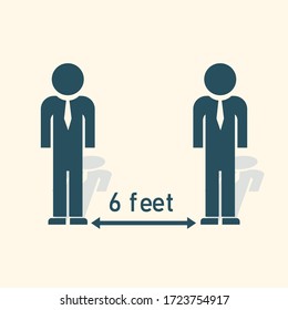 two person icon keeps a distance of 6 feet. illustration of keeping social distance with a flat style. covid-19 theme icon.Vector illustration
