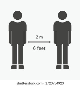 two person icon keeps a distance of 6 feet. illustration of keeping social distance with a flat style. covid-19 theme icon.Vector illustration