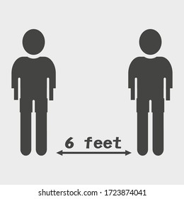 two person icon keeps a distance of 6 feet. illustration of keeping social distance with a flat style. covid-19 theme icon. Vector illustration