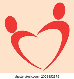 two person making heart by there body logo vector art.
