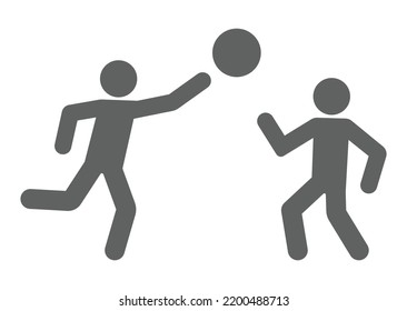 two person play ball icon on white background