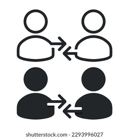 Two person sharing icon. Teamwork interaction. Illustration vector