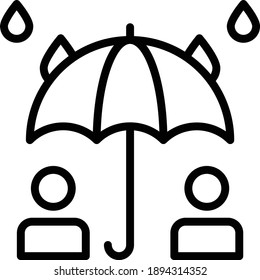 Two person Sharing one Umbrella Concept, Rainy Equipment Vector Icon Design, Wet season Symbol on white background, rainfall weather Sign, 