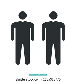 Two person side by side icon vector illustration logo template for many purpose. Isolated on white background.