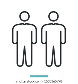 Two person side by side icon vector illustration logo template for many purpose. Isolated on white background.