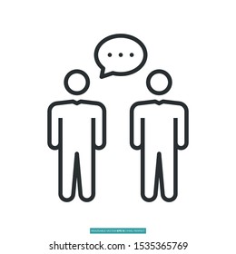 Two person side by side with speech bubble icon vector illustration logo template for many purpose. Isolated on white background.
