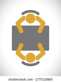 two person sitteing for table concept icon