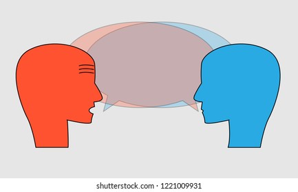Two person talk about problems. Vector illustration