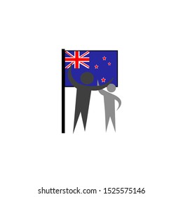 two person of united with the country flag of new zealand